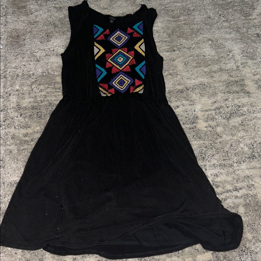 Zara Trafaluc Small midi beaded embroidered Black Dress with Geometric Pattern - Picture 3 of 8